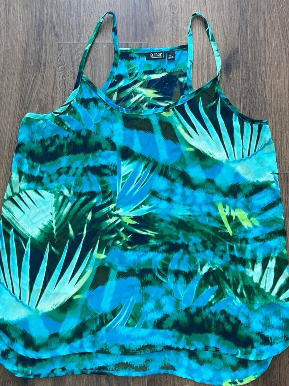 a.n.a Blue-Green Tropical Print Spaghetti Strap Camisole